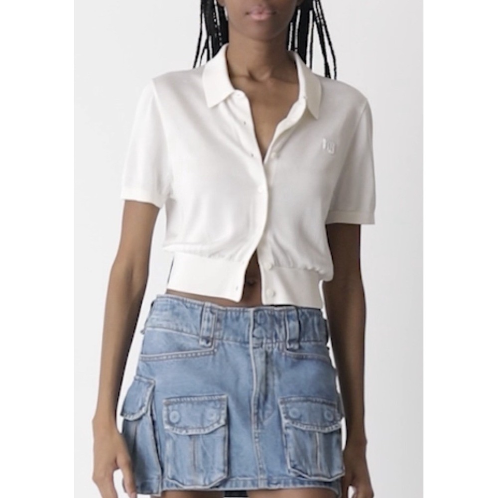 NWT Alexander Wang Women's Polo Cardigan Sweater Top Soft White M Retail $350